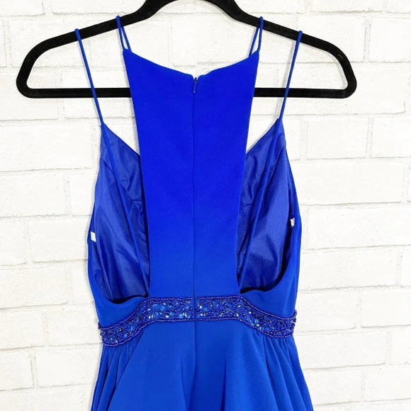 Mac Duggal Royal Blue Beaded A Line Back Cut Out Party Prom Dress Women's Size 2 - Picture 9 of 14